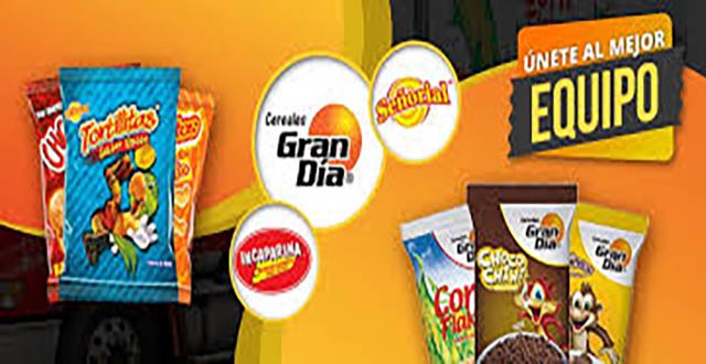 Logotipo de Central de Alimentos y las marcas de sus productos en un fondo anaranjado