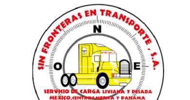 Logotipo de transportes S.A. un trailer amarillo en medio