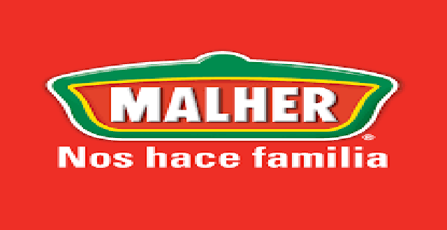 Logotipo de la empresa guatemalteca Malher con un fondo rojo