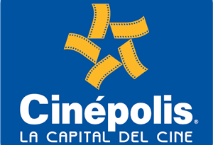 Logotipo de Cinéapolis en fondo azul.