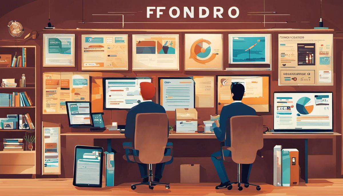 Illustration depicting various online services offered by Fondo Nacional del Ahorro